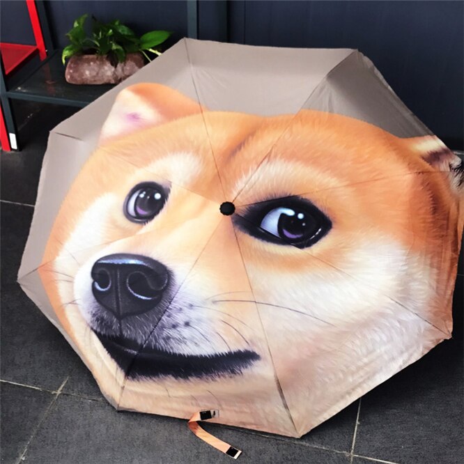 Parapluie automatique à motif de chien Husky | Imprimé, protection contre la pluie et les UV, grand parasol de