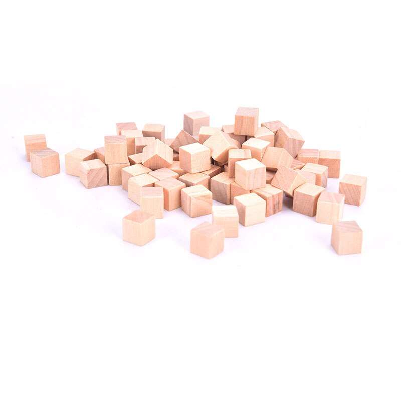 100Pcs 10Mm Hout Cubes Kleurrijke Dobbelstenen Schaakstukken Haakse Voor Token Puzzels Kids Kinderen Board Game Kubussen vroege Onderwijs: BU