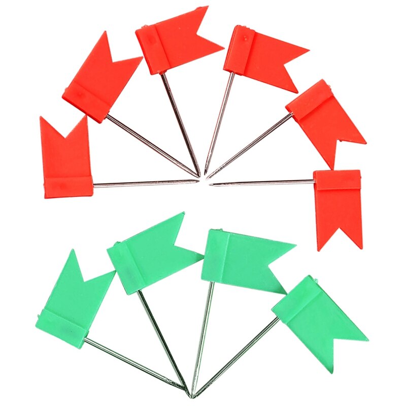 200 Pcs Flag Shaped Map Pins Cork Notice Board Drawing Pins Push Pin , 100 Pcs Red With100 Pcs Green