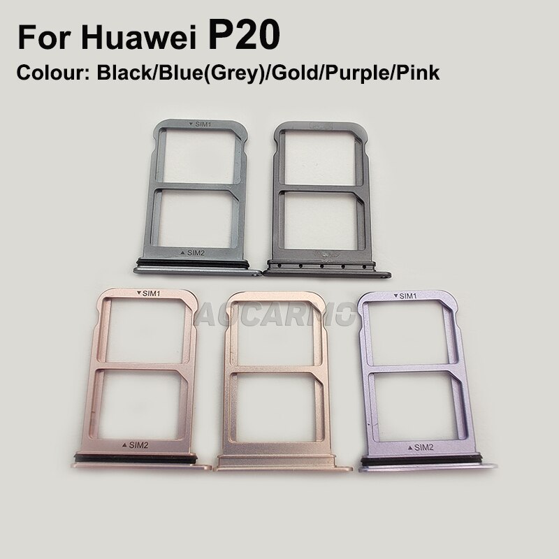 Aocarmo para Huawei P20 para Huawei P20 Pro Nano Metal bandeja de tarjeta Sim MicroSD recambio de soporte de ranura parte