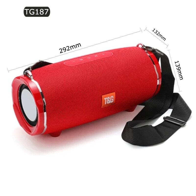 Enceinte d&#39;extérieur TG192, haut-parleur avec lumière LED colorée, sans fil TG187, haute puissance, BT5.0, étanche, Portable, caisson de basses, FM, TF, BoomBox: TG187-Red