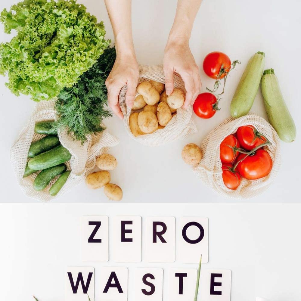 Reusable Vegetable Bag Eco Organic Cotton Mesh Vegetable Storage Bag for Vegetable Fruit Bags Washable Drawstring Produce Bags