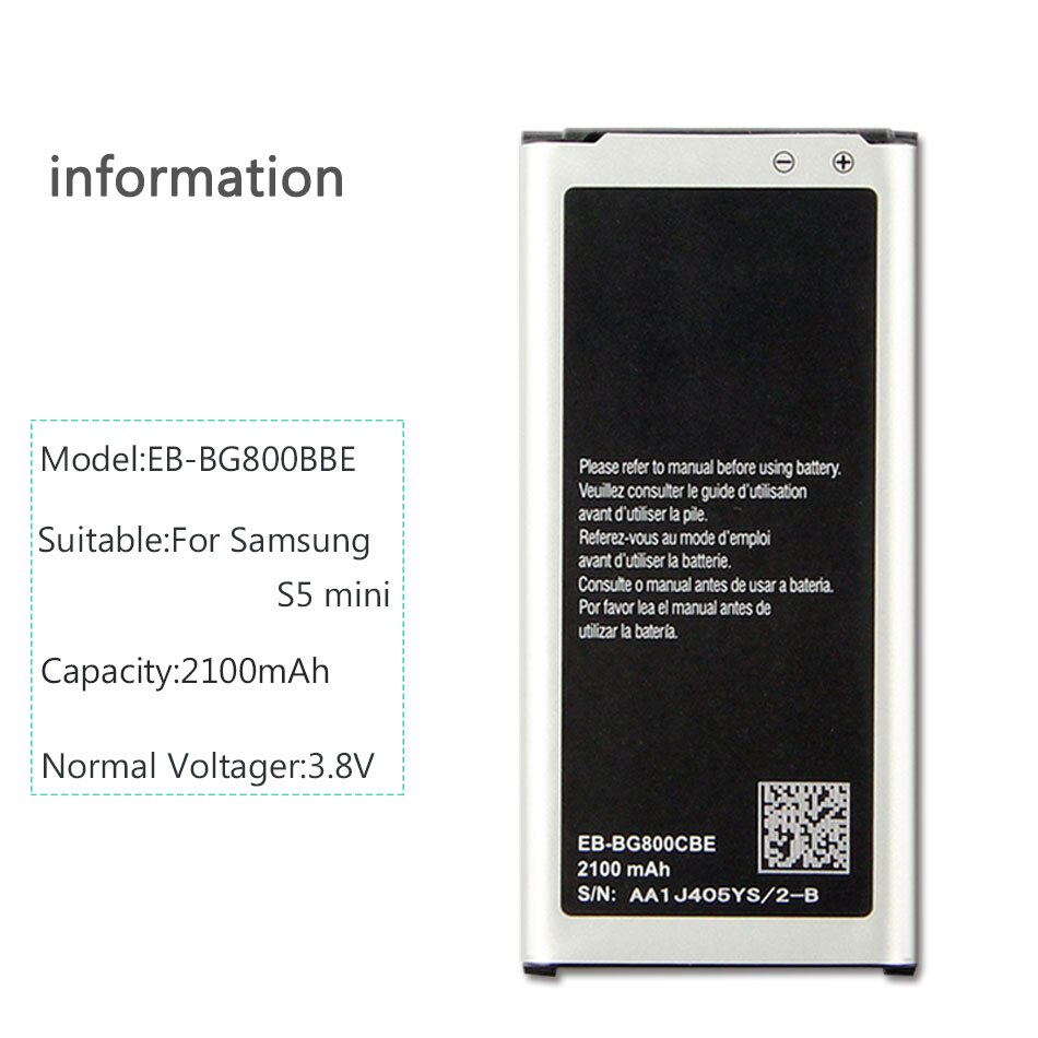 EB-BG800BBE EB-BG800CBE 2100mAh Batterie für Samsung GALAXY S5 Mini S5MINI SM-G800F G870A G870W Handy Batteria + Code