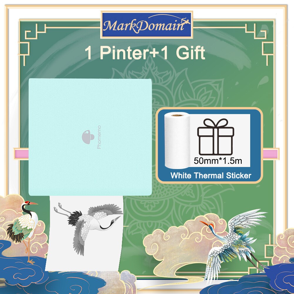 Phomemo M02 Thermische Draagbare Printer Mini Impresora Foto Printer Pocket Adhesive Label Sticker Draadloze Printer Voor Diy Journal: Green Printer