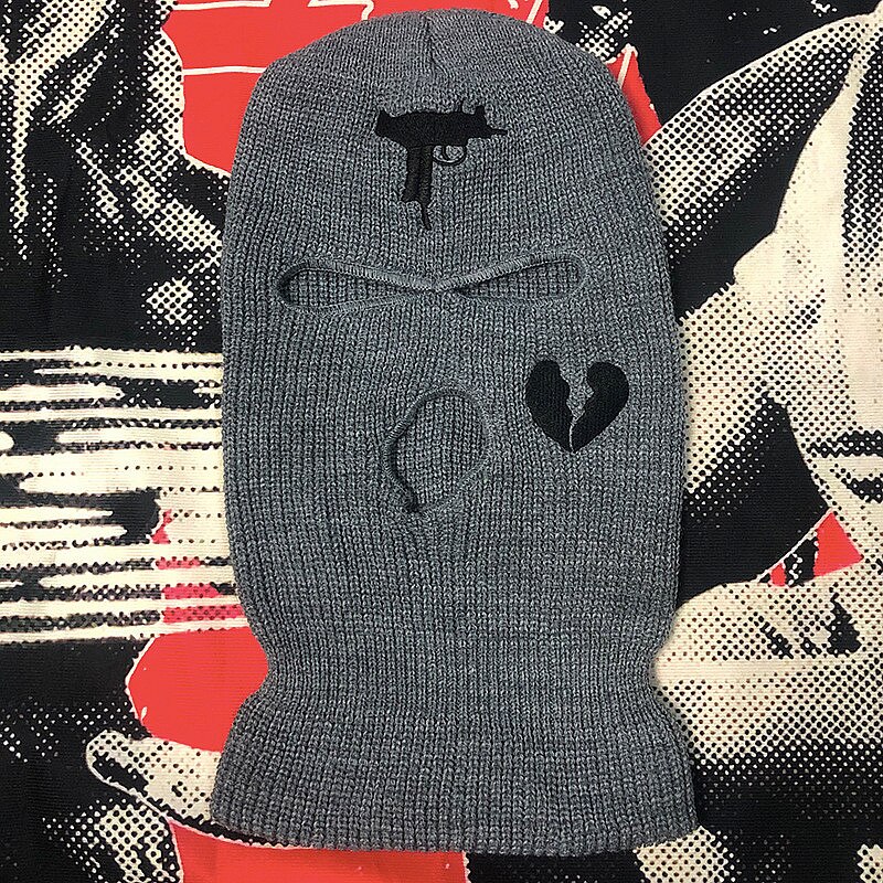 Passamontagna per casco da motociclista Bandana da uomo nera antivento moto Scooter maschera da sci a maglia calda cappello invernale copricapo sciarpa maschera: grey