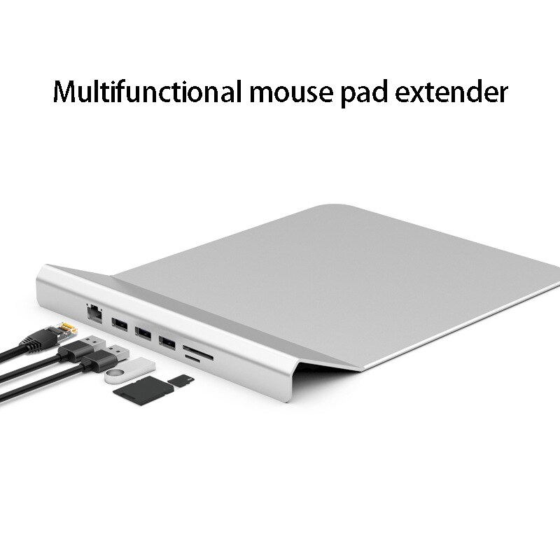 Muismat Hub, multifunctionele Aluminium 6-In-1 Docking Station Type-C Docking Station Hub Extender Muismat