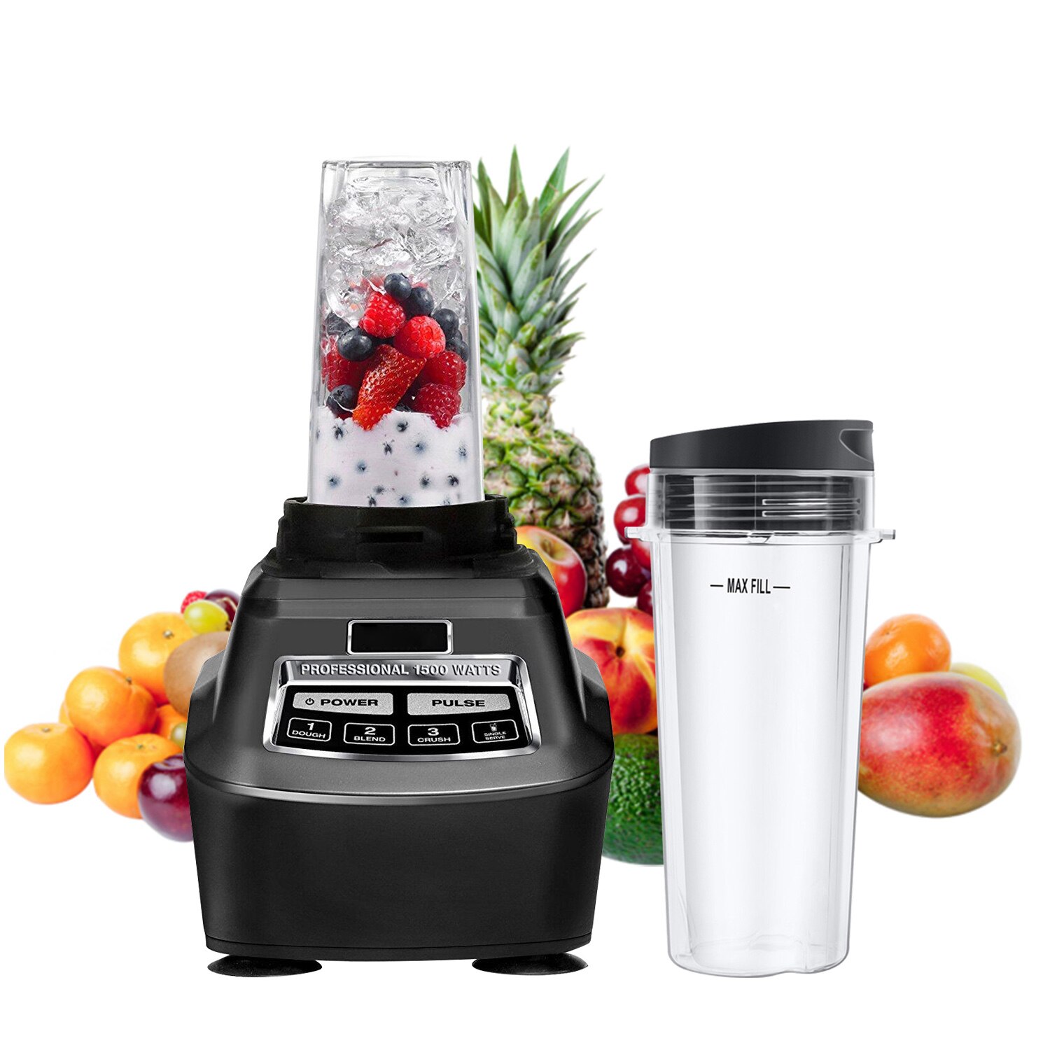 Behogar 2 st 16oz enkla serveringskoppar 4 st lock reservdelar tillbehör till nutri ninja blender