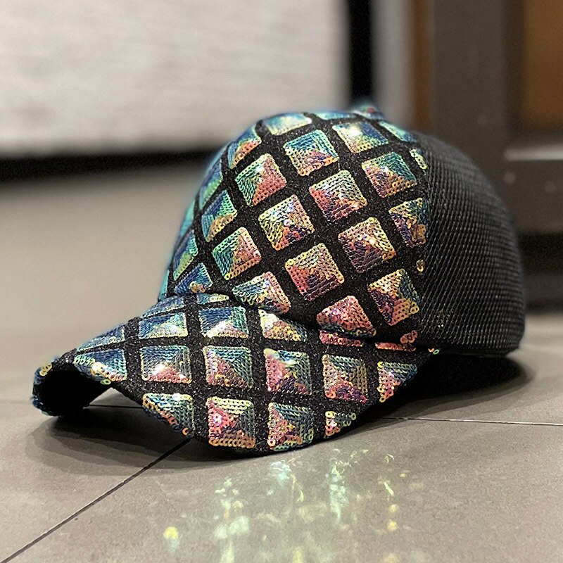 Vrouwen Meisje Paardenstaart Hoed Baseball Cap Mode Baseball Pailletten Shiny Messy Bun Snapback Zon Caps Voor Outdoor Activiteit: Rainbow colors