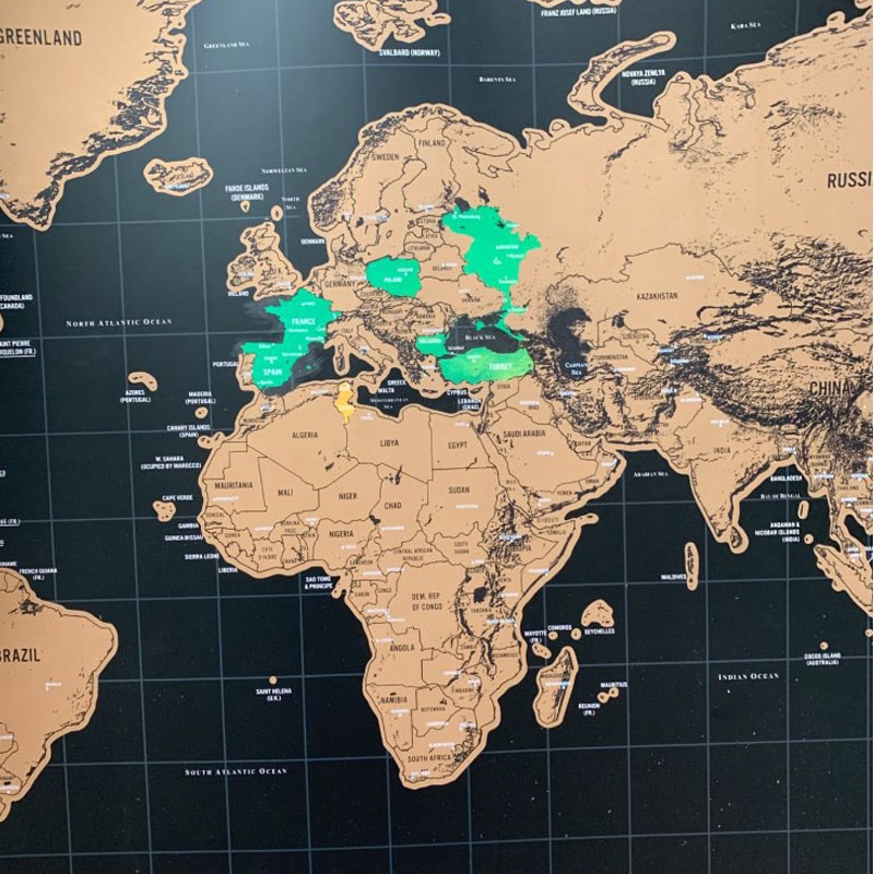 Mapamundi para Rascar para Decoración de Pared, Mapa del Mundo de Viaje Borrable, Artículo de Lujo, Pegatinas para Habitación y Oficina, 1 Unidad