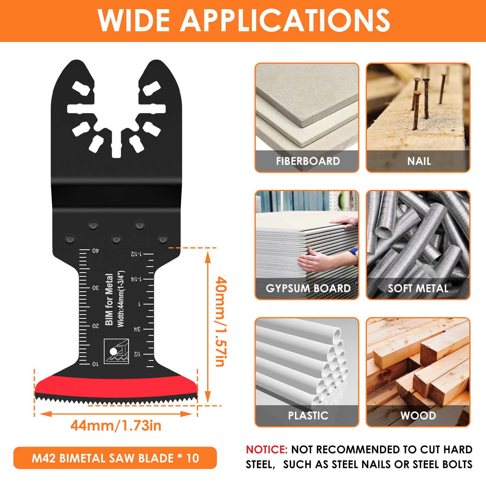 10 Stuks Bi-Metalen Oscillerende Zaagbladen Multifunctionele Oscillerende Multitool Messen Arc Edge Multitool Snijbladen Kit