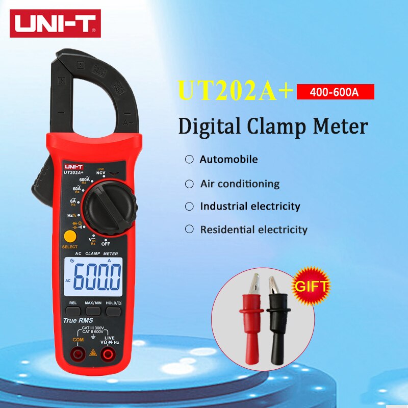 UNI-T UT201+/UT202+/UT202A+/UT203+/UT204+ Digital Clamp Multimeter AC DC current voltage Multimeter Capacitance Temperature Test: UT202A Plus