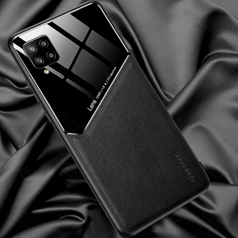 Para samsung a12 cuero caso De Teléfono magnético para samsung galaxy a12 12 a125f samsun galax Cámara cubierta de protección de coque: for samsung a12 / black