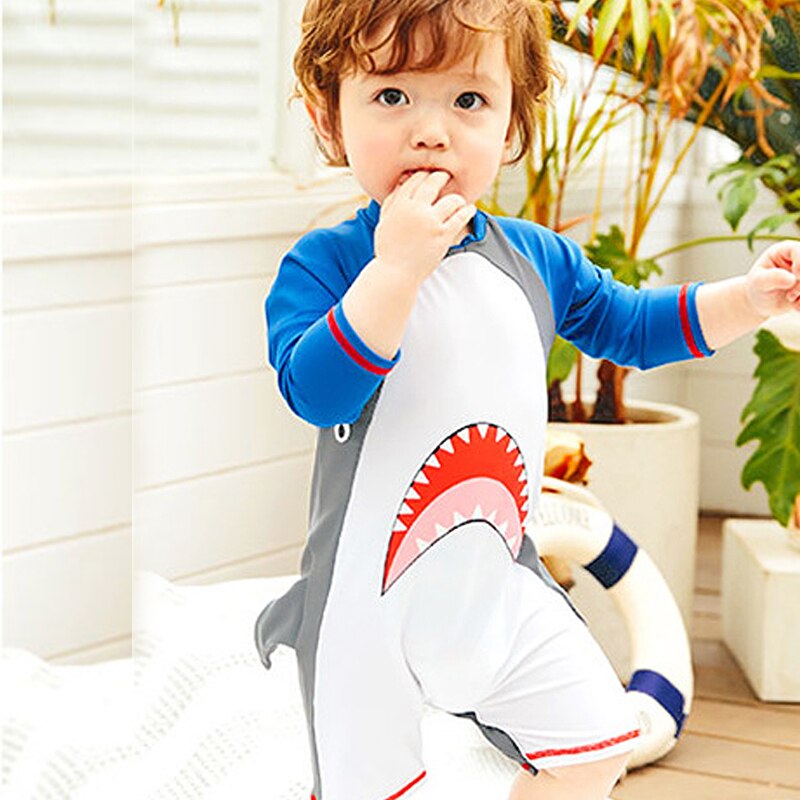 Bonito do bebê meninos maiô com padrão dos desenhos animados criança maiô crianças roupa de banho uma peça terno de natação para crianças