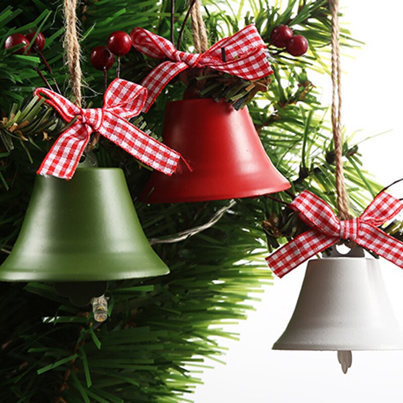 1Pc Kerst Bel Rood Wit Groen Metal Jingle Bells Kerstboom Opknoping Hanger Ornament Kerst Decoratie Voor Thuis