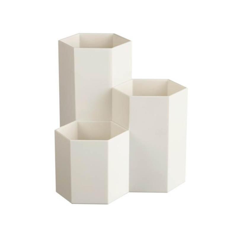 Caja de almacenamiento para brochas de maquillaje, organizador de mesa, soporte para cosmética de uñas pulidas, herramientas de maquillaje, soporte para bolígrafos: Blanco