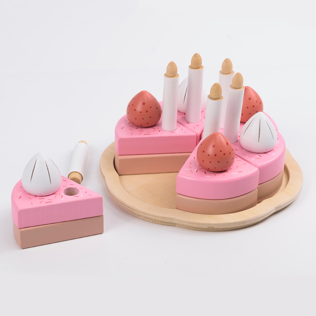 25 Stuks Houten Keuken Speelgoed Taart Voedsel Diy Pretend Play Snijden Verjaardag Speelgoed Voor Kinderen Plastic Educatief Baby Kids