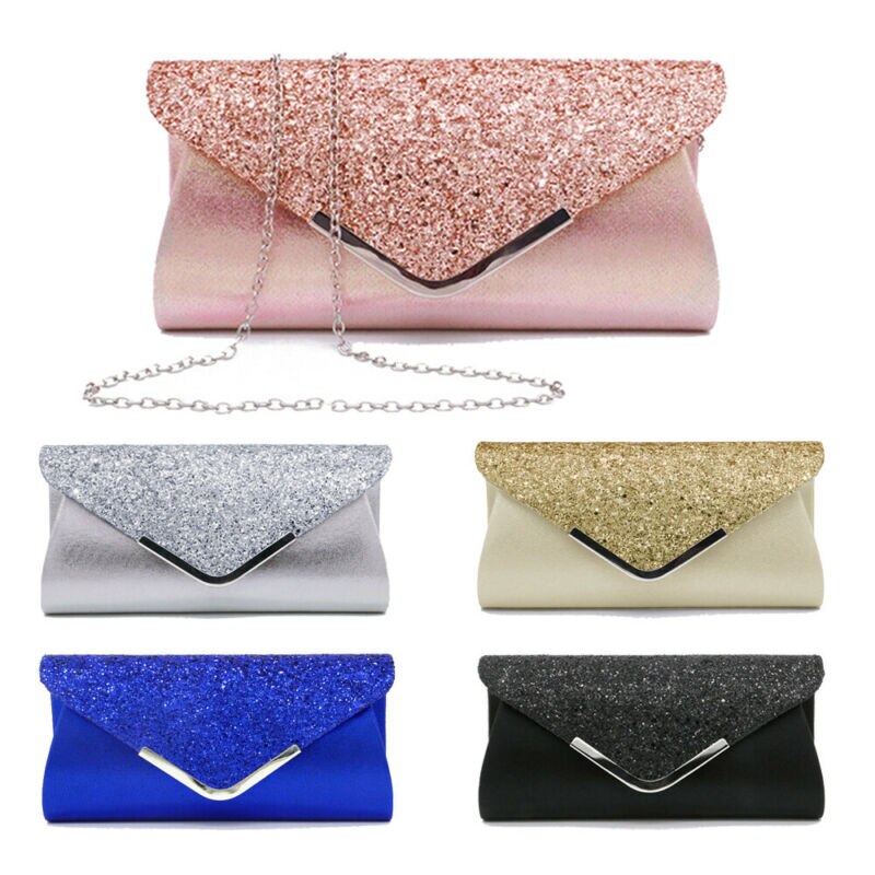 Kveld kvinner paljett brude konvolutt clutch klubb fest ball veske skulderveske