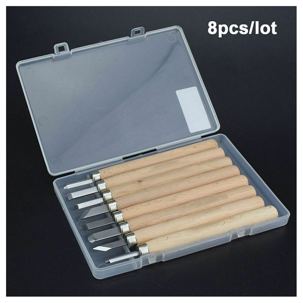 8/10/12pcs Carving Tools Kit Woodworking Hand Tools Gouge Lathe Chisel Woodworking Wood Carving Turning Tools Kit: 8pcs