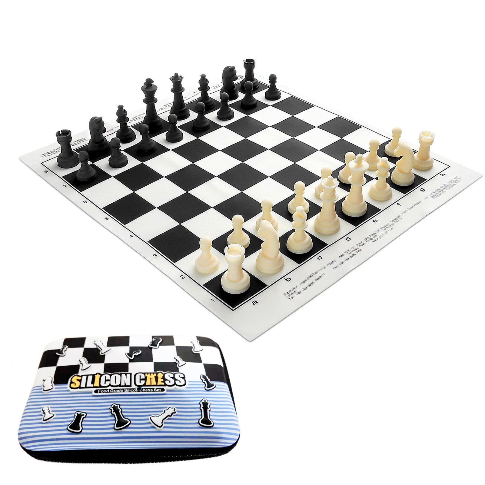 Schach Brettspiel für freundlicher Silikon Tragbare in Tragetasche, Lebensmittel Klasse Reise Schach setzt für Anfänger