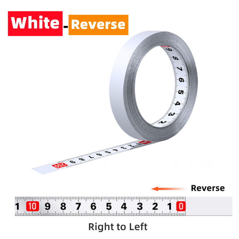 Self-Adhesive Measuring Tape Stainless Steel Workbench Ruler Adhesive Backed Tape Measure Metric Scale Rust-Proof Durable Ruler: WHITE / 5M