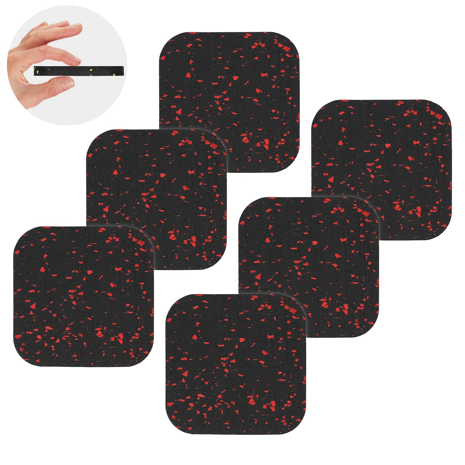 6pcs Running Machine Mats Anti-slip Shock Absorbing Rubber Pads for Gym Home Office Fitness Running Machine Mats: Red
