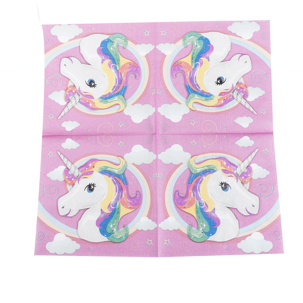 20 stk enhjørning servietter enhjørning papirservietter baby shower tissue børnefødselsdag bryllupsfest dekoration forsyninger