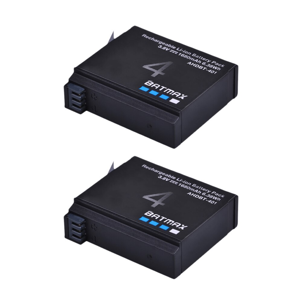 4 Stuks 1680Mah Gopro Hero 4 Batterij Vervanging + Led 3-Slots Usb Lader Voor Gopro HERO4 Gopro AHDBT-401 Actie Camera Bateria: 2 Battery