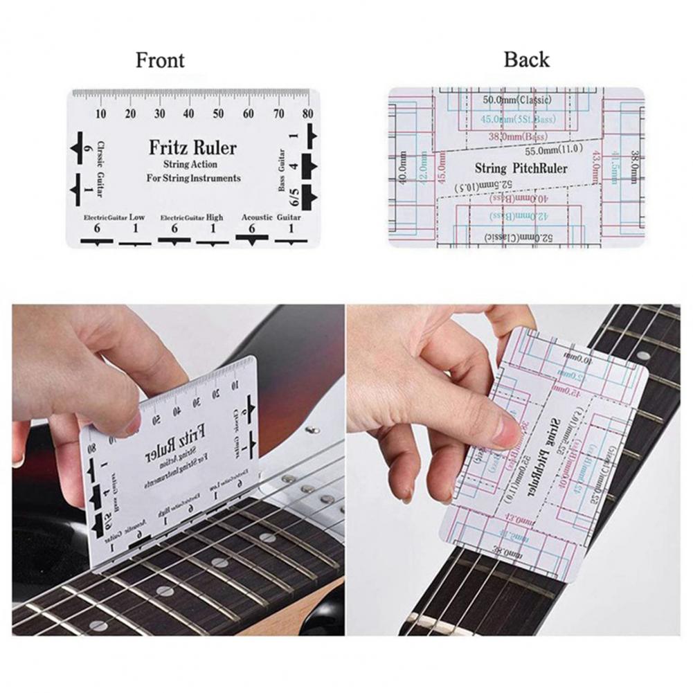 1Pcs Roest-Proof Basgitaar Hals Kloof Ruler Fretboard Inkeping Rechte String Pitch Meten Liniaal Set Met dubbele Schaal