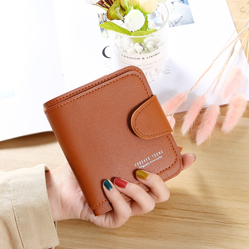Wallet Women Short Purses Card Holder Clutch Wallets Purse Coin Pocket Ladies Female: brown