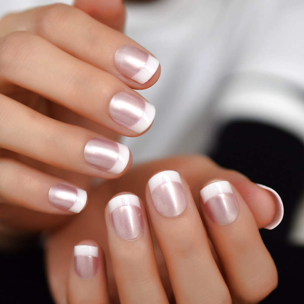 Glædelig jul dekorativ presse på negle firkantet lyserød faux ongles mat snefnug hjorte jul element manikyr kunst tips kort: L5056