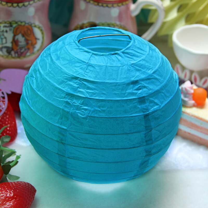 Neue 1 STÜCK 20 cm China Runde Papierlaterne Festival Lieferungen Geburtstag Hochzeit Dekoration dekor handwerk DIY Lampion laterne: Pfau Blau