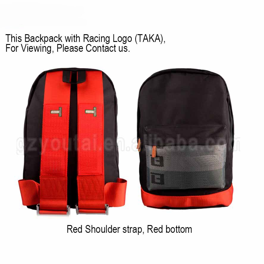 JDM Racing Style Bride Fabric Backpack Bride Seats Fabric Material Backpack Bag: RedTK