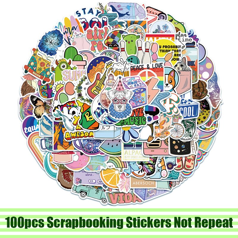 100 Stuks Grappige Mooie Verse Leven Stickers Decal Scrapbooking Diy Pasters Decoratie Telefoon Laptop Waterdichte Accessoires