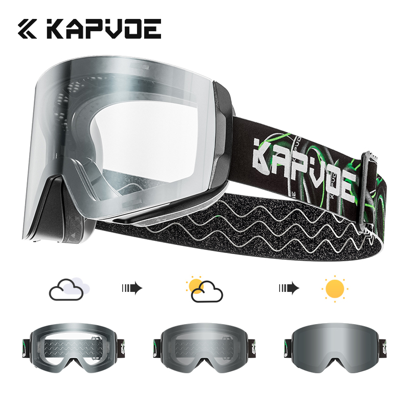 KAPVOE Photochromic Ski Goggles Double Layers Lens Anti-fog UV400 Ski Glasses Winter Sports Skiing Snowboard Men Women Snow: GRAY