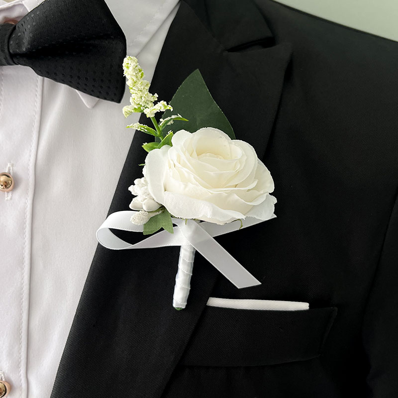 Bride Bouquet Wedding Accessories Silk Roses Artificial Flowers Bridesmaid Bouquet Groom Boutonniere Corsage Wedding Party Decor: Orange