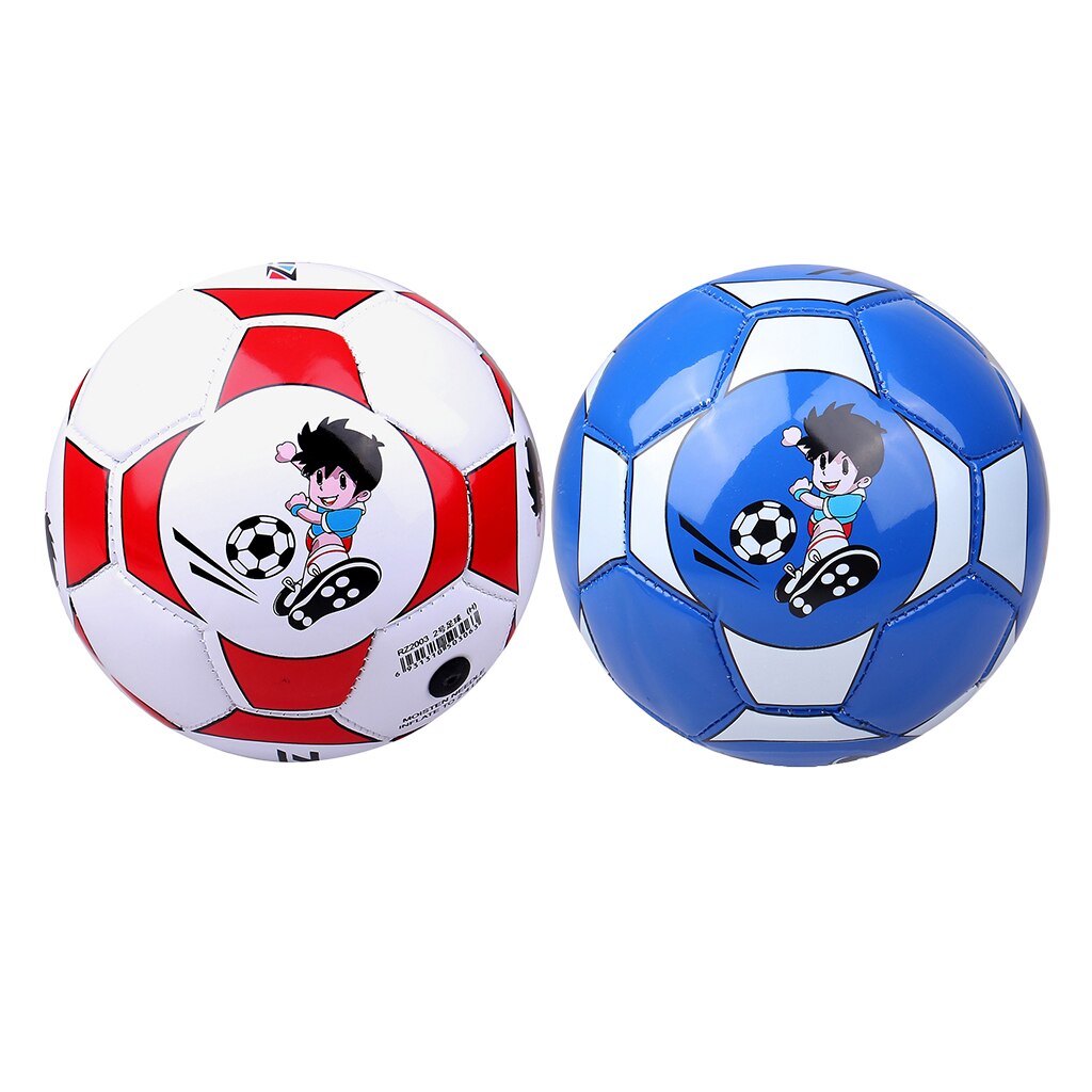 2pcs Football Ball Size 2 Soccer Training Ball for Toddler Teens Blue+Red