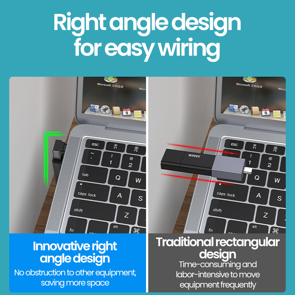 USB C Adapter 90° Elbow Type C to USB 3.0 Adapter Fast Charging USB Female To Type C Male Converter For Macbook Mobile Phone