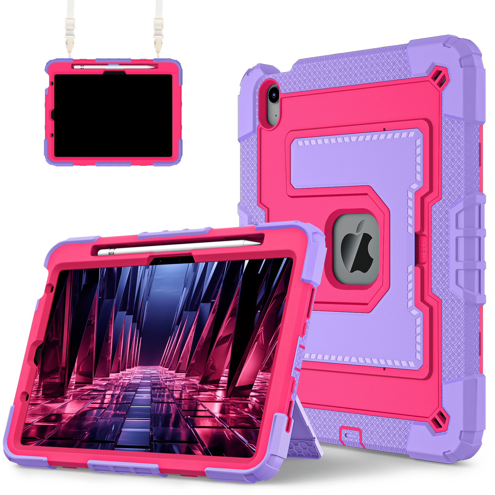 Tabletcover til ipad air 4 5 6th , roterende håndtag, stativ med pennebakke, stødsikkert, robust cover, sikker, giftfri, blød silikone: Ipad air  (m2) 11- tommer / Gul
