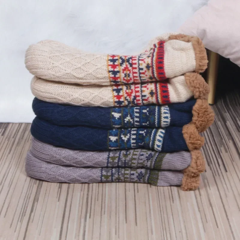 Winter Snow Socks Men Thicken Warm Home Bedroom Socks Slippers Man Non-Slip Foot Warmer Carpet knitted Socks Calcetines Hombre