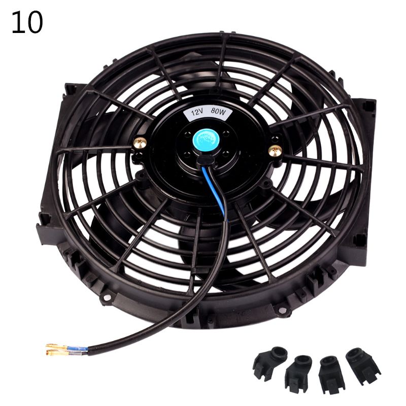 10Inch 12Inch 14Inch Universele Auto Radiator Fan Slim Push Pull Elektrische Motor Koelventilator 12V E7CA: Black