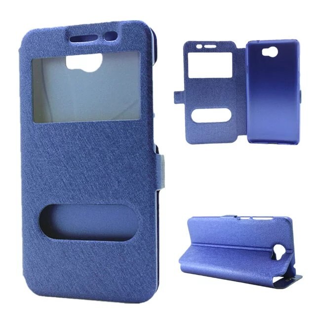 Für Huawei Y5 II Fall Schnell Ansicht Fenster Stehen Abdeckung Für Huawei Y5 ii Y5II 2 Fall Flip PU Leder telefon Fällen CUN L21 U29 L01 5,0: Dunkelblau