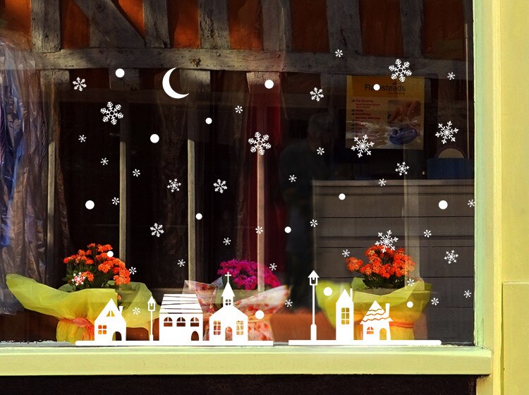 Diy Snowflake Town Christmas Wall Stickers Winter Shop Window Decal Ids Room Christmas Decorations Year Supplies #38