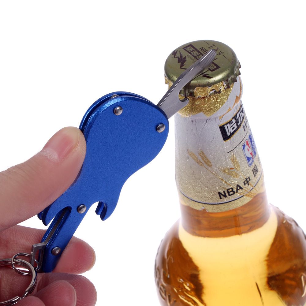 1PC Alloy Guitar Beer Bottle Opener Keychain Men Opener Keyring Men Car Key Holder Bar Kitchen Tools