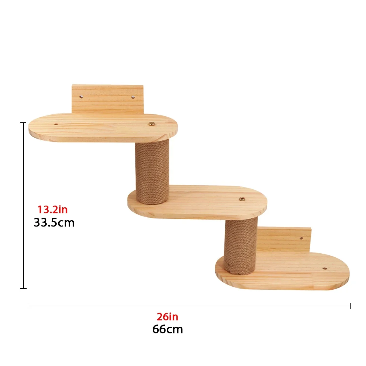 Wall Mounted Cat Climbing Wood Shelves Furniture Cat Bridge and Cat Hammock or Platform with Pedals for Kitten Perch and Rest: Light Grey