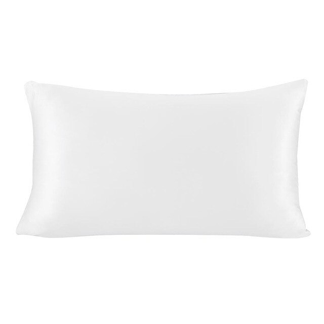 Pudebetræk af Mulberry Silke 19 Momme - Skjult Lynlås - Ensfarvet - Queen/King Størrelse: Hvid / 50 x 75cm