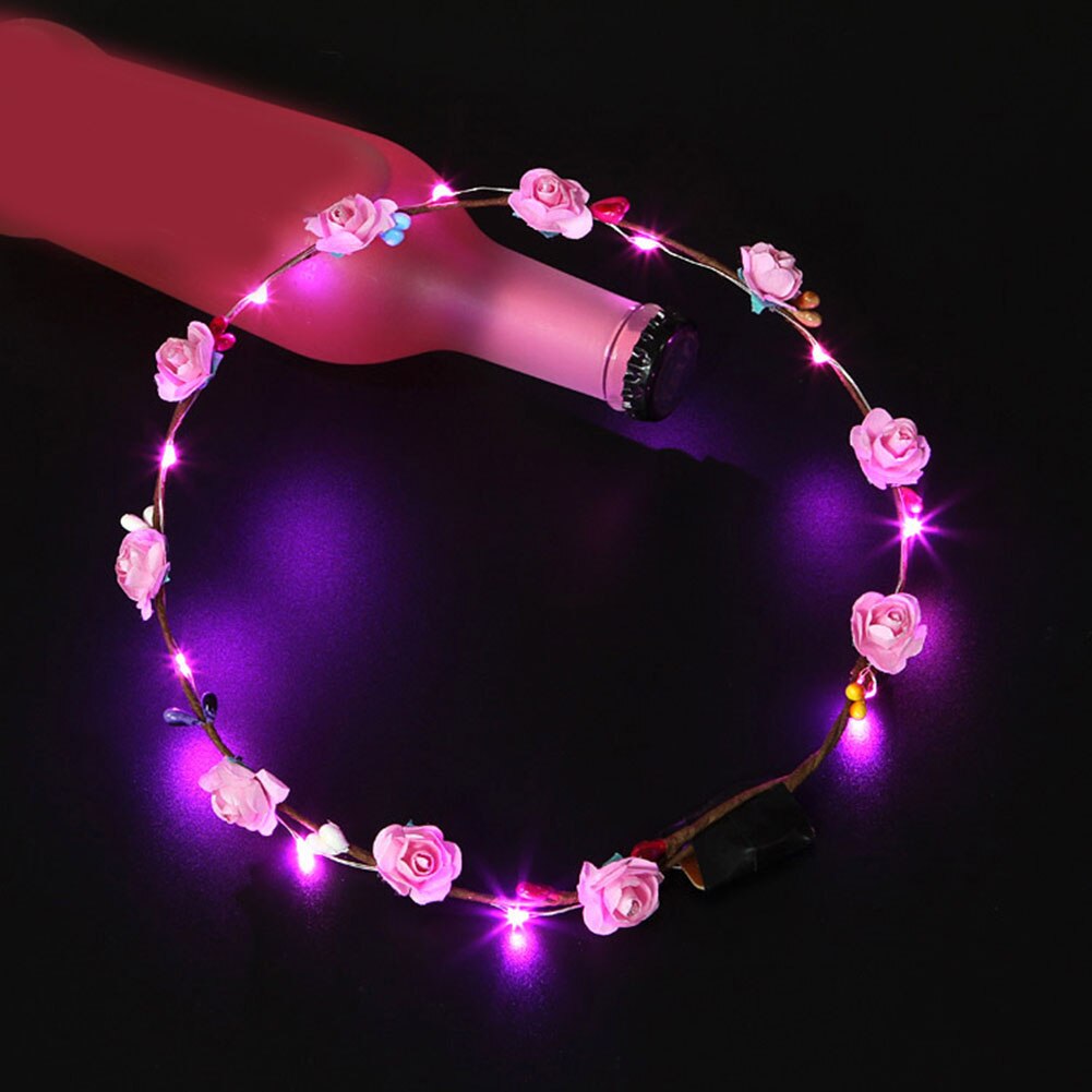 10PCS LED Wreaths LED Flower Crown for Women Wedding Wreath Headband Christmas Party Decoration LED Hair Band