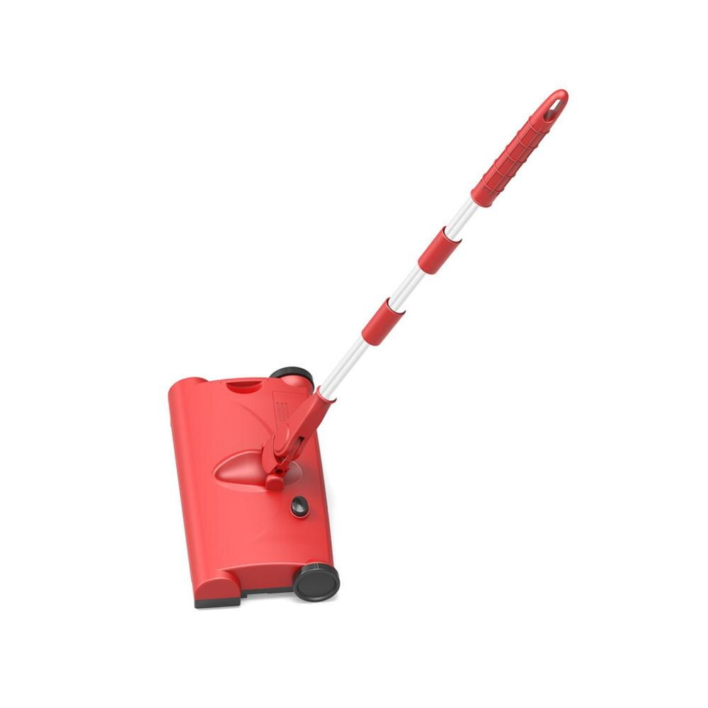 Fregona eléctrica inalámbrica con carga USB, limpiador de suelo, escobas, rotación de 360 grados, barredora manual, fregonas de limpieza del hogar: Rojo