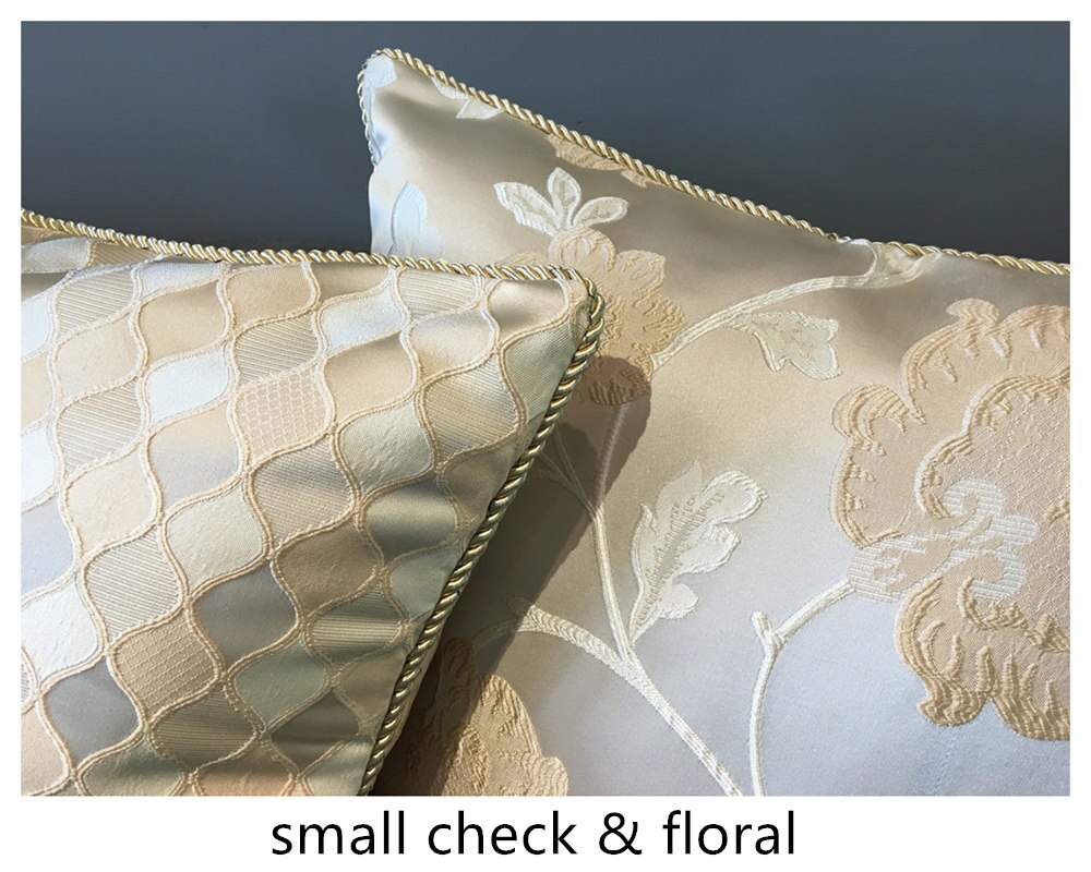 Moderne geweven polyester jacquard kussenhoes decoratieve kussensloop ivoor bloemen ruit 45 x 45 cm vierkant verkoop per stuk