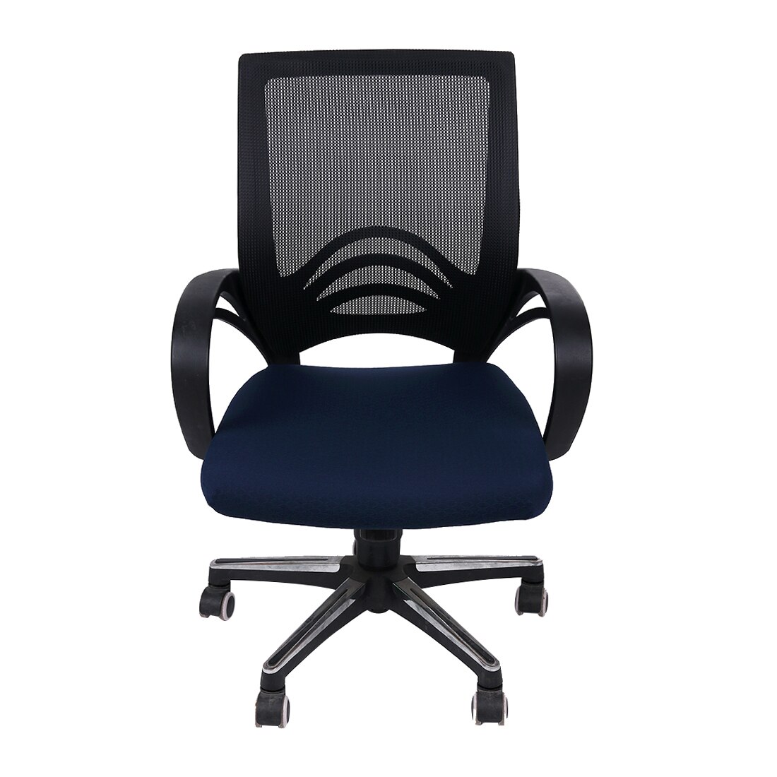 Housse de chaise élastique | Couleur unie, housse extensible pour cuisine bureau, protection de siège, étui pour salle à manger et ordinateur salon: Blue / L