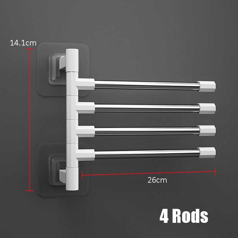 Swivel Towel Bar Stainless Steel Bathroom Swing Hanger Towel Rack Holder Storage Organizer Space Saving Wall Mount Self Adhesive: 3